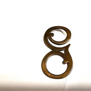 Vintage Brass Monogram Brooch Pin Cursive Letter Initial G Retro MCM Academia